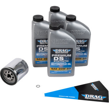 Drag Specialties Oil Full Synthetic Oil Change Kit - 20W50 - Twin Cam - Chrome Filter
