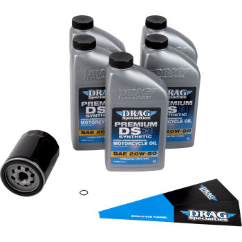 Drag Specialties Oil Full Synthetic Oil Change Kit - 20W50 - M8 - Black Filter