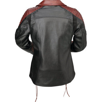 Z1R Women's Combiner Leather Jacket - Black/Red