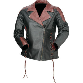 Z1R Women's Combiner Leather Jacket - Black/Red