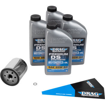 Drag Specialties Oil Full Synthetic Oil Change Kit - 20W50 - EVO-XL - Chrome Filter