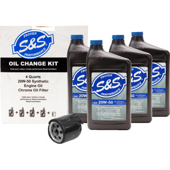S&S Cycle Oil Change Kit - Black Filter - '99-'17 Twin Cam - 4 US quarts - 218943