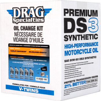 Drag Specialties Oil Full Synthetic Oil Change Kit - 20W50 - M8 - Chrome Filter
