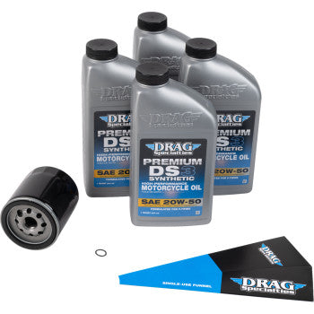 Drag Specialties Oil Full Synthetic Oil Change Kit - 20W50 - Twin Cam - Black Filter