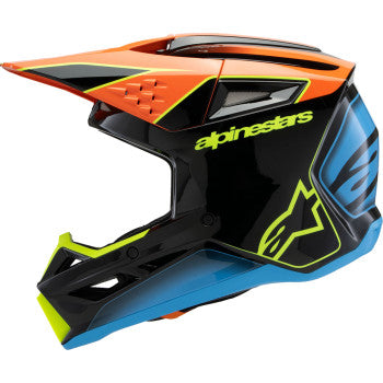 Alpinestars Youth SM3 Helmet - Fray - Gloss Black/Orange/Yellow Fluo - 8301625-1455-YS