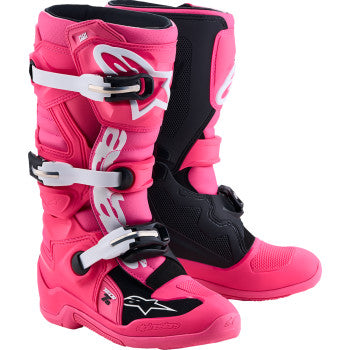 Alpinestars Youth Tech 7S Boots - Fluorescent Pink/Black/White - 2015017-3187-7