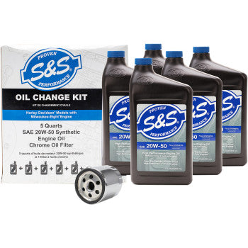 S&S Cycle Oil Change Kit - Chrome Filter - M8 - 5 US quarts - 218944