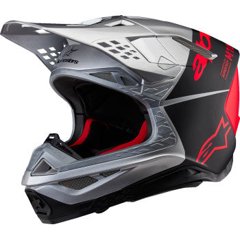 Alpinestars Supertech M10 Flood MIPS Motorcycle Helmet - Gloss Silver/Black/Orange Fluo - 0110-8663