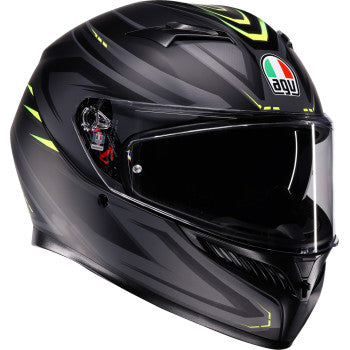 AGV K3 Syth Motorcycle Helmet - Matte Black/Yellow Fluo