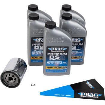 Drag Specialties Oil Full Synthetic Oil Change Kit - 20W50 - M8 - Chrome Filter