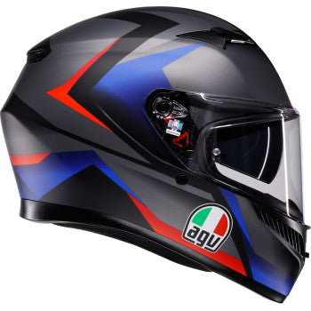 AGV K3 Striga Motorcycle Helmet - Matte Black/Blue/Red