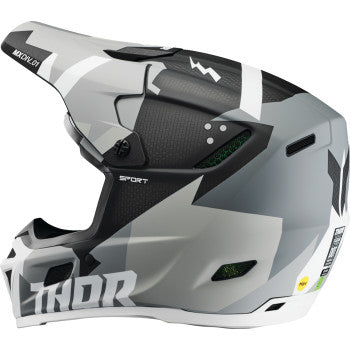 Thor Reflex Sport Carbon Brave MIPS Motorcycle Helmet - Gray/White - 0110-8758