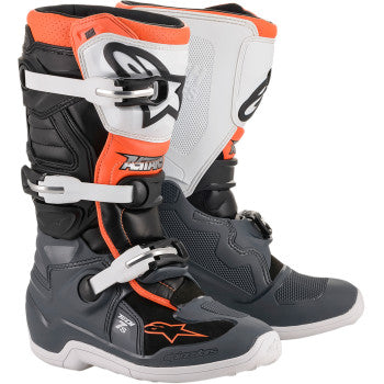 Alpinestars Youth Tech 7S Boots - Black/Gray/White/Orange Fluorescent - 2015017-1124