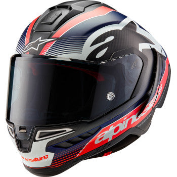 Alpinestars Supertech R10 Team Motorcycle Helmet - Matte Black/Carbon Red Fluo/Blue - 0101-16984