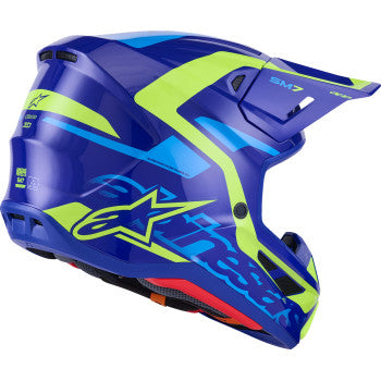 Alpinestars SM7 Deed Motorcycle Helmet - Gloss Blue/Yellow Fluo - 0110-9305