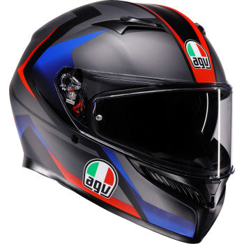 AGV K3 Striga Motorcycle Helmet - Matte Black/Blue/Red