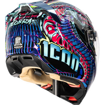 ICON Threshold Synthwave Lazer Cobra Modular Motorcycle Helmet - Blue