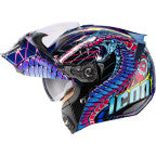 ICON Threshold Synthwave Lazer Cobra Modular Motorcycle Helmet - Blue