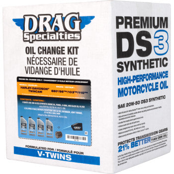 Drag Specialties Oil Full Synthetic Oil Change Kit - 20W50 - Twin Cam - Black Filter