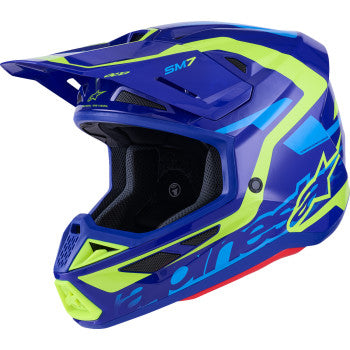 Alpinestars SM7 Deed Motorcycle Helmet - Gloss Blue/Yellow Fluo - 0110-9305