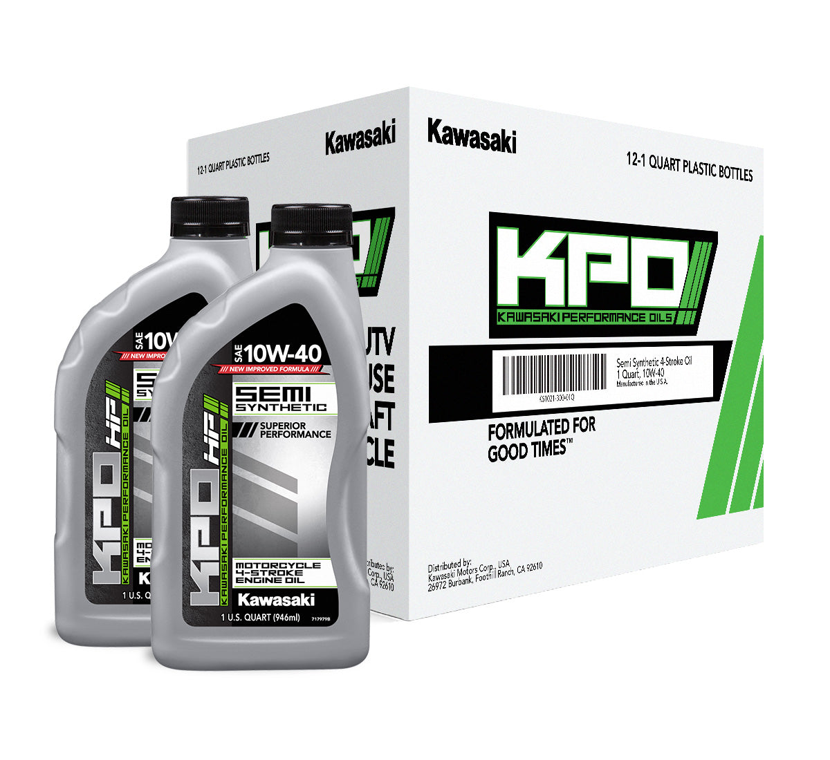KPO Semi-Synthetic 4- #K61021-300-01Q Stroke Engine Oil, Quart, 10W-40
