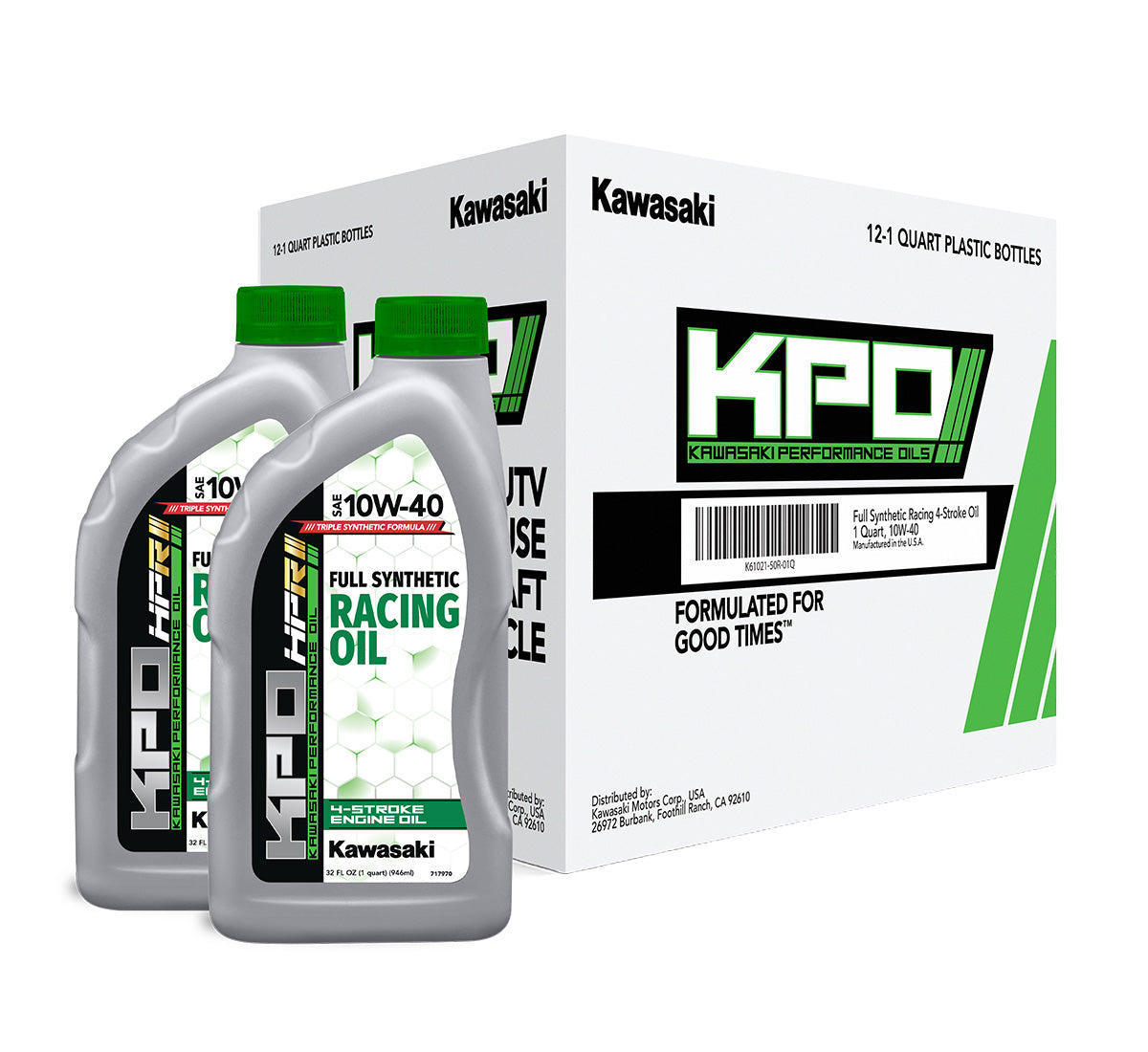 KPO Full Synthetic 4- #K61021-50R-01Q Stroke Engine Racing Oil, Quart, 10W-40