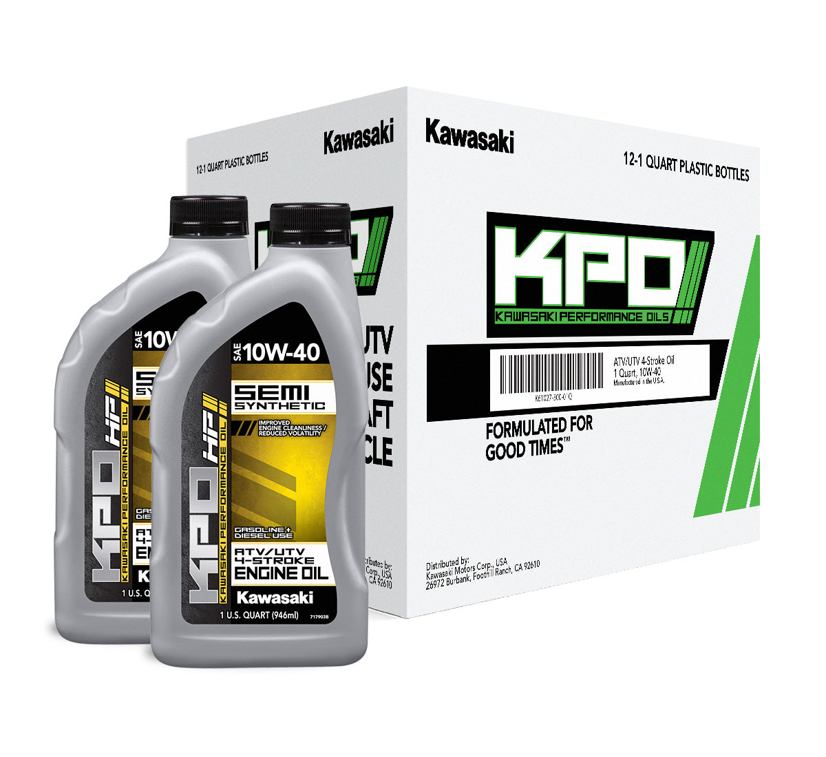 KPO UTV & ATV Semi- #K61027-300-01Q Synthetic 4-Stroke Engine Oil, Quart, 10W-40