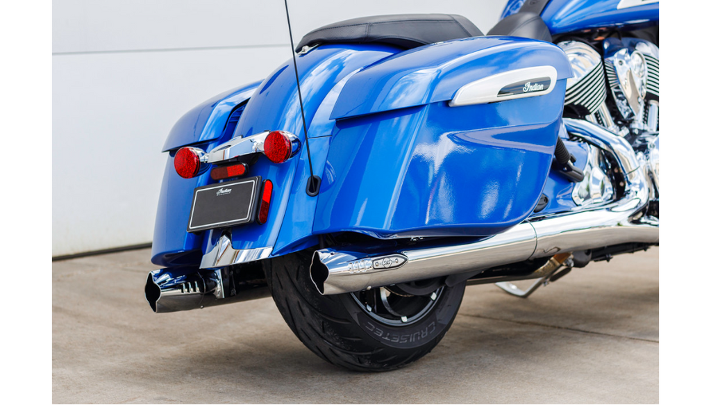 S&S Cycle 4" Broadhead Fishtail Slip-On Mufflers for Select Indian Chieftain / Challenger Models - Chrome - 550-1077